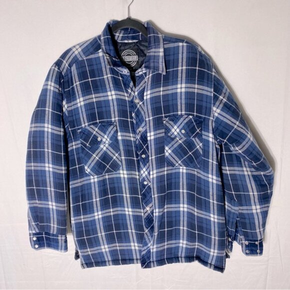 Forcefield Blue Plaid Snap Front Insulated Work Shirt Jacket Shacket M - Picture 16 of 16